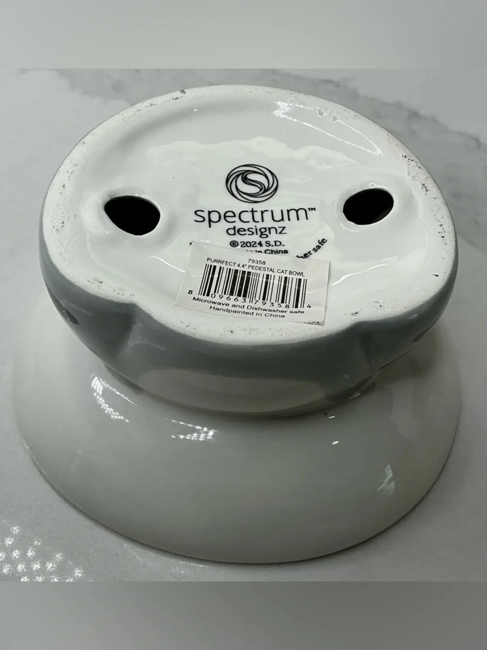 Spectrum Designz Cat Bowl Elevated Pedestal Ceramic Cat Face Bowl New